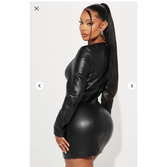 Fashion Nova Harley Faux Leather Mini Dress Size M NWT - Picture 3 of 10